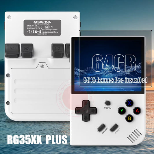 RG35XX plus Handheld Game Console 3.5" IPS Screen with 3300Mah Linux System Retro Games Console Built-In 64G 5000 Games