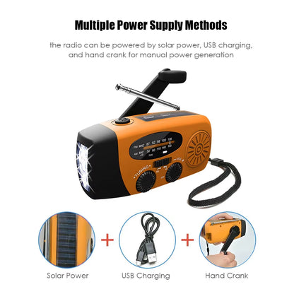 Hand Crank Solar Weather Radio 1200Mah AM/FM/NOAA Emergency Weather Radio Portable Power Bank with Solar Charging Battery Operat