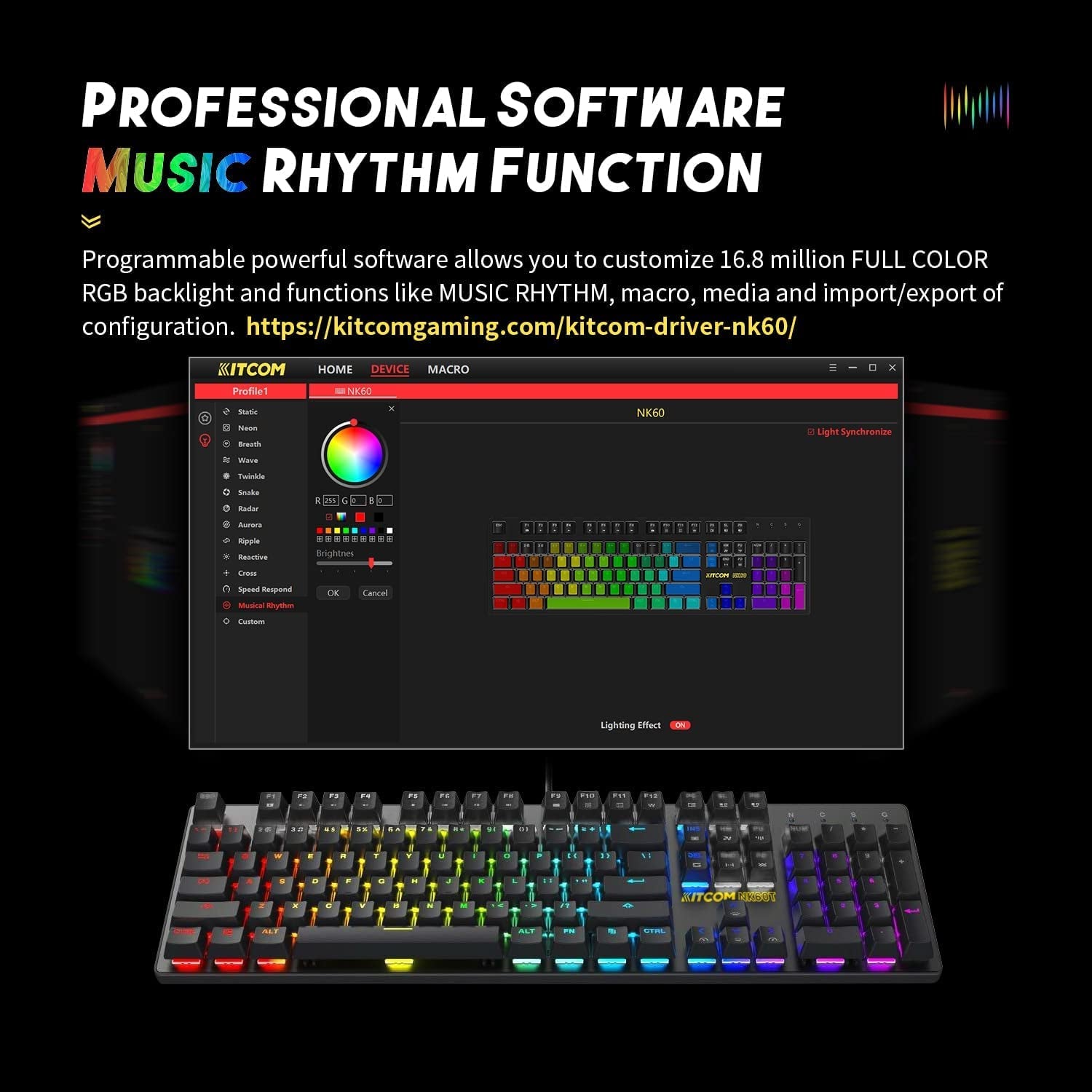 PC Gaming Keyboards RGB Backlit Mechanical Keyboard ABS Keycap Programmable Macro Detachable USB Wired Keyboard for Windows PC (104 Keys Red Switch)