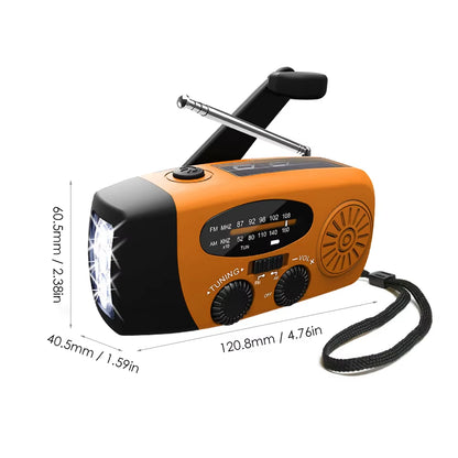 Hand Crank Solar Weather Radio 1200Mah AM/FM/NOAA Emergency Weather Radio Portable Power Bank with Solar Charging Battery Operat