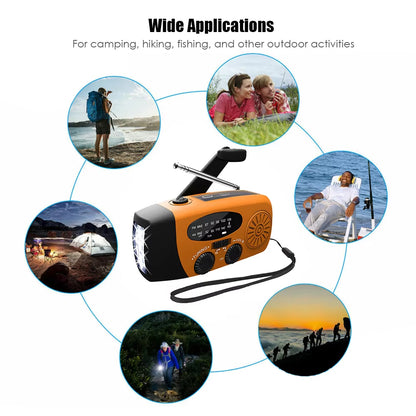 Hand Crank Solar Weather Radio 1200Mah AM/FM/NOAA Emergency Weather Radio Portable Power Bank with Solar Charging Battery Operat